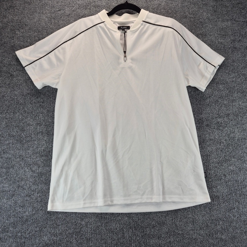 Malbon Golf Shirt 1/4 Zip Contrast Piping Medium White Mens